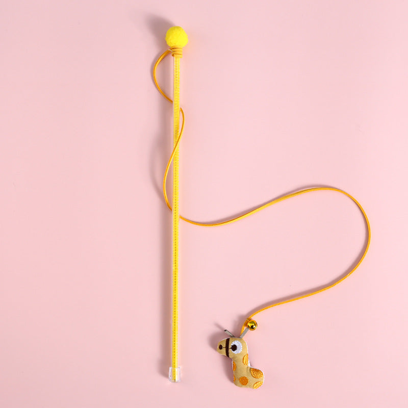 Interactive Plush Cat Toy – Cartoon Teaser with Jingle Bell