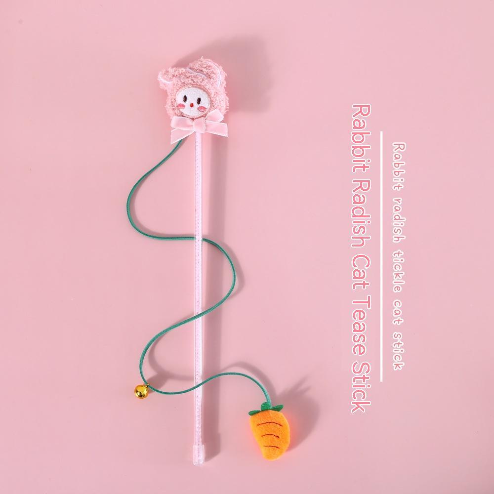 Interactive Plush Cat Toy – Cartoon Teaser with Jingle Bell