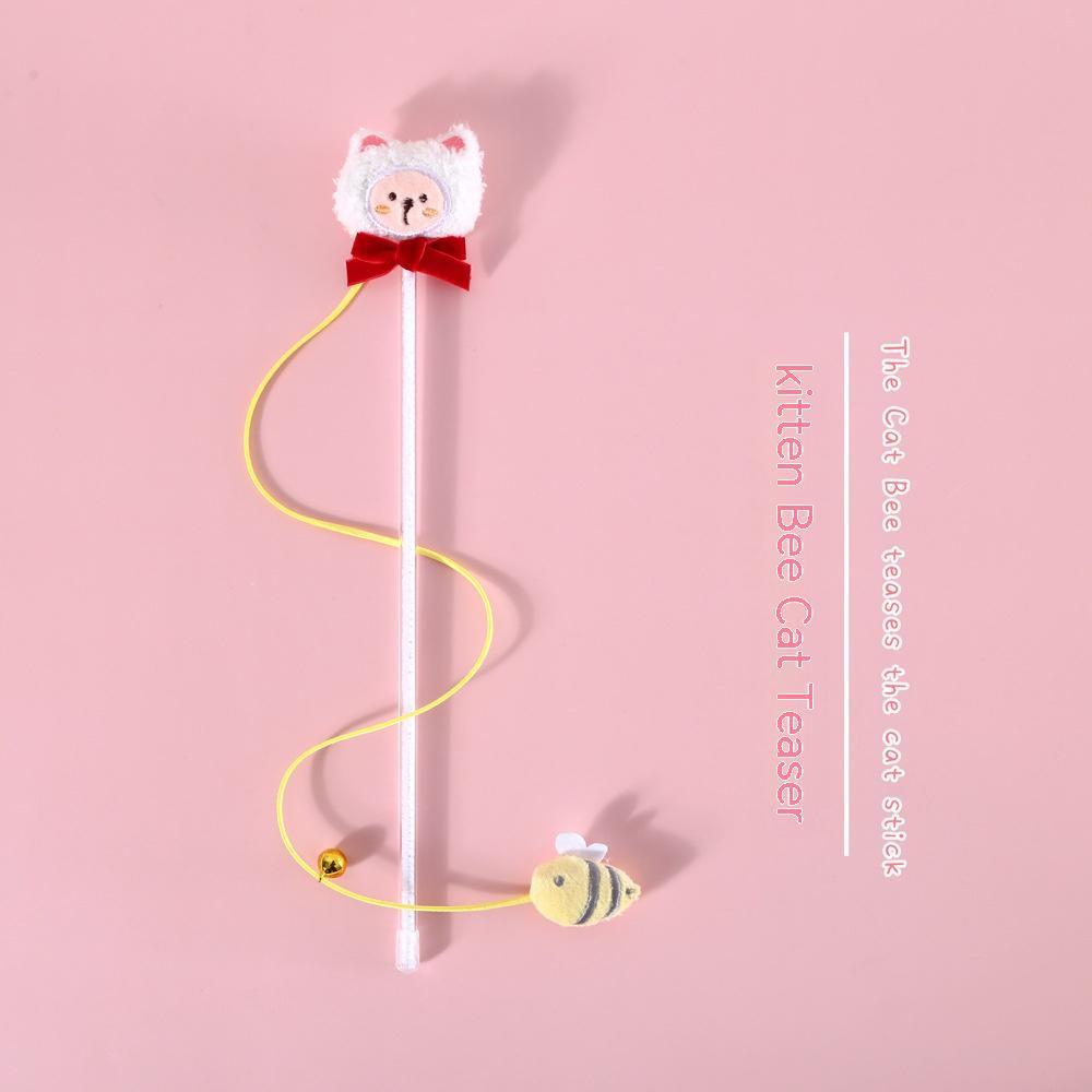 Interactive Plush Cat Toy – Cartoon Teaser with Jingle Bell