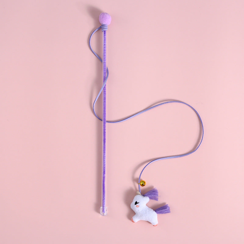 Interactive Plush Cat Toy – Cartoon Teaser with Jingle Bell